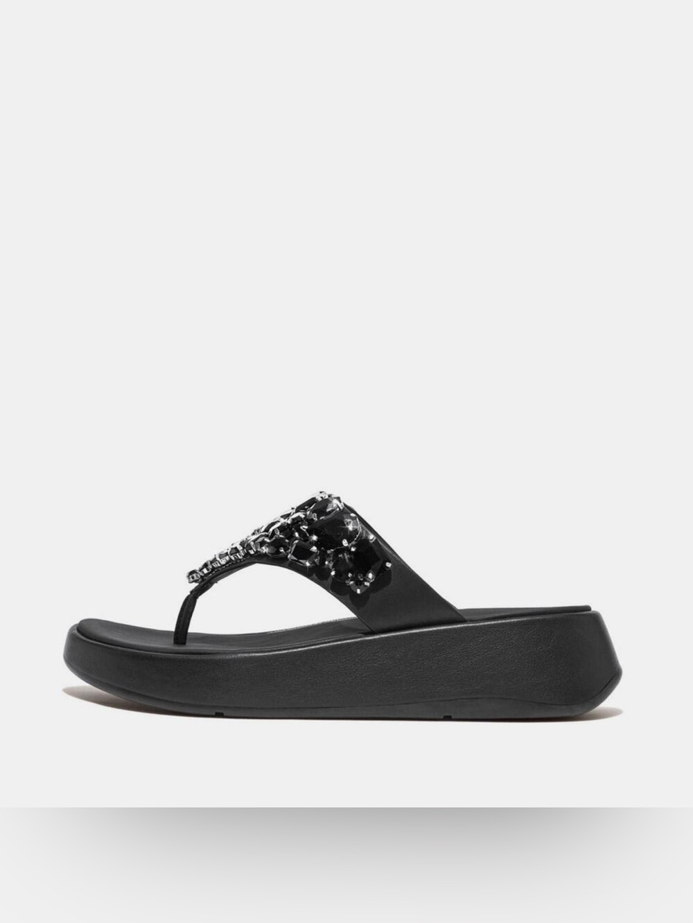 Fit Flop F-Mode Jewel-Deluxe Flatform Sandals in Black Size: 7 - Picture 2 of 5